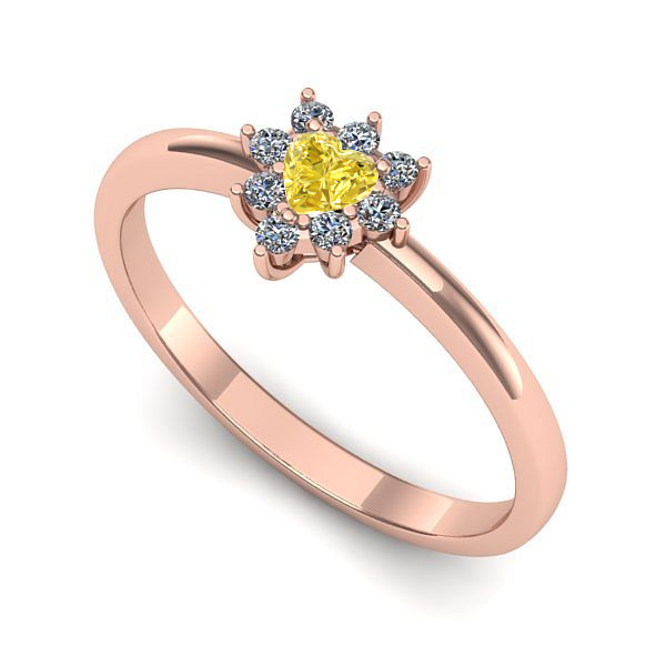 Inel de logodna din aur roz cu safir galben