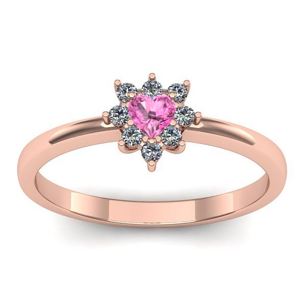 Inel cu safir roz inima