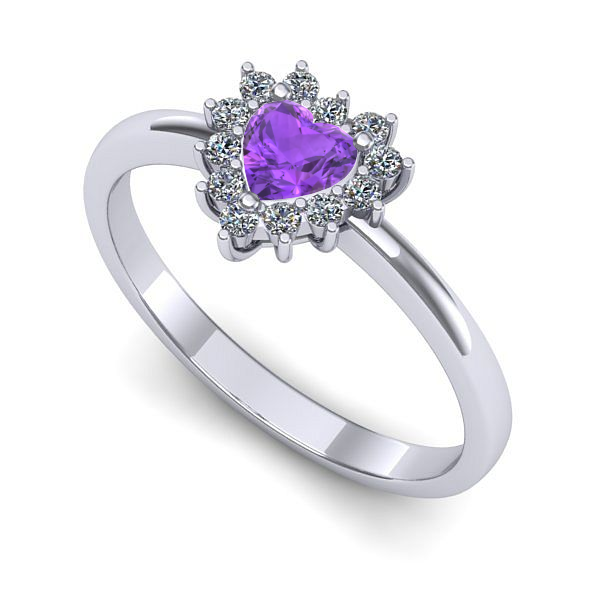 Inel din aur alb cu ametist