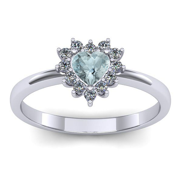 Inel cu aquamarin inima