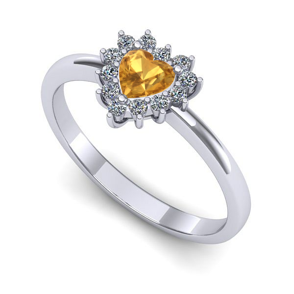 Inel de logodna din aur alb cu citrin