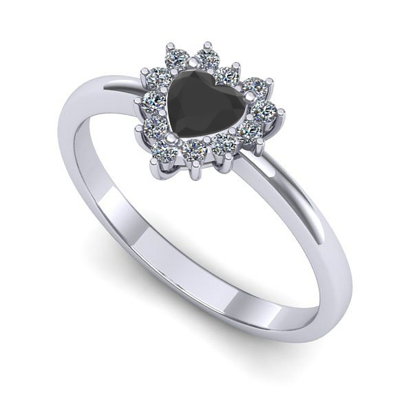 Inel de logodna din aur alb cu diamant negru