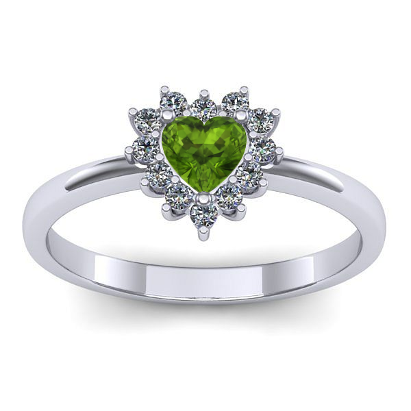 Inel de logodna cu peridot inima