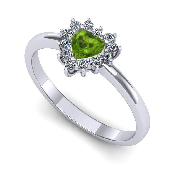 Inel de logodna din aur alb cu peridot