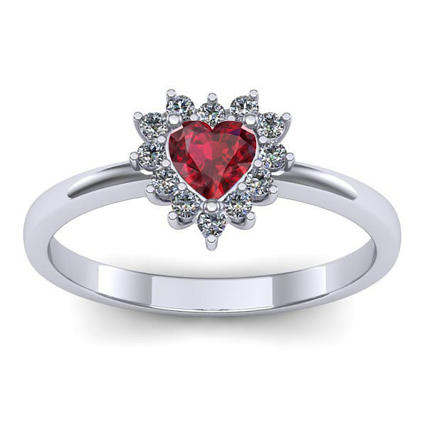 Inel logodna cu rubin inima