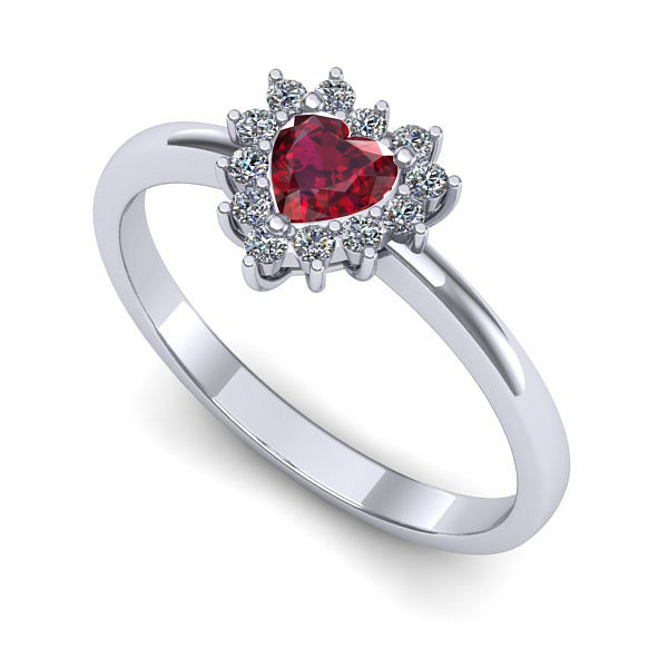 Inel de logodna din aur alb cu rubin