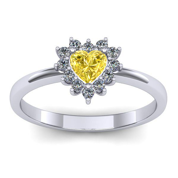 Inel cu safir galben inima