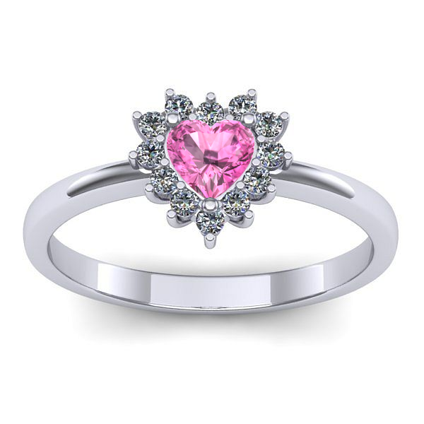 Inel logodna cu safir roz inima