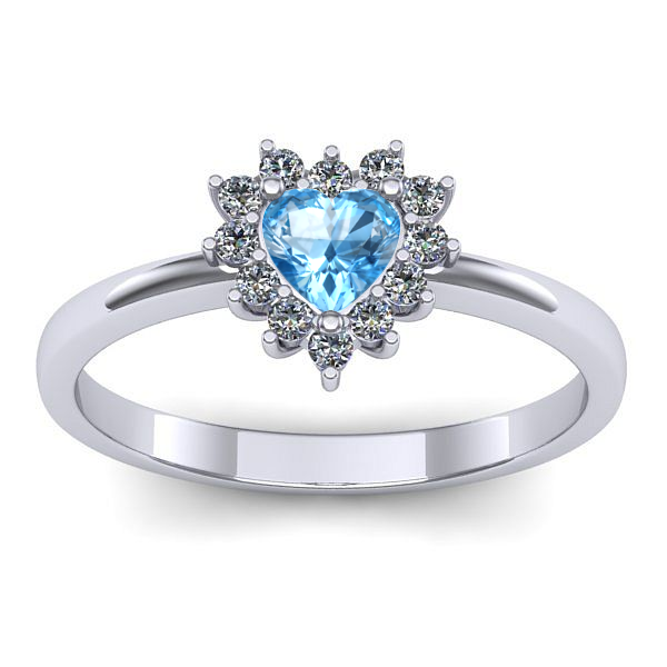 Inel logodna cu topaz blue inima