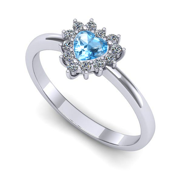 Inel din aur alb cu topaz blue