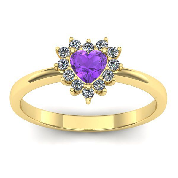 Inel de logodna cu ametist inima