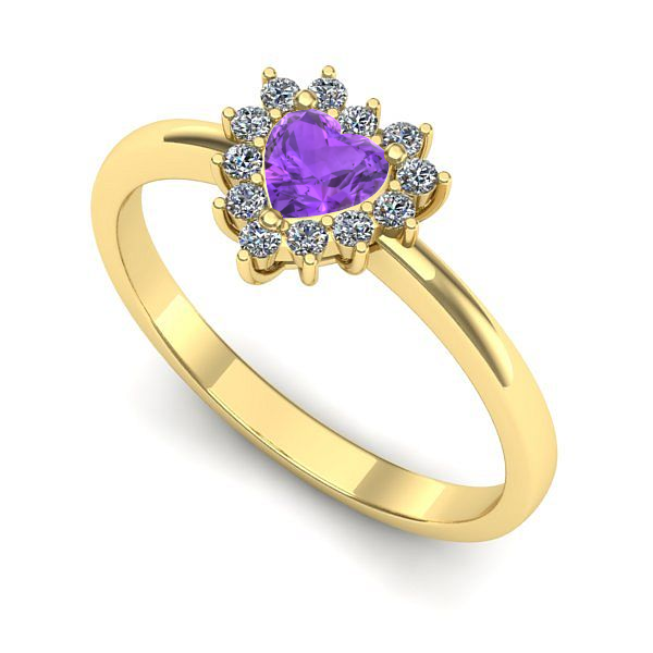 Inel logodna din aur galben cu ametist