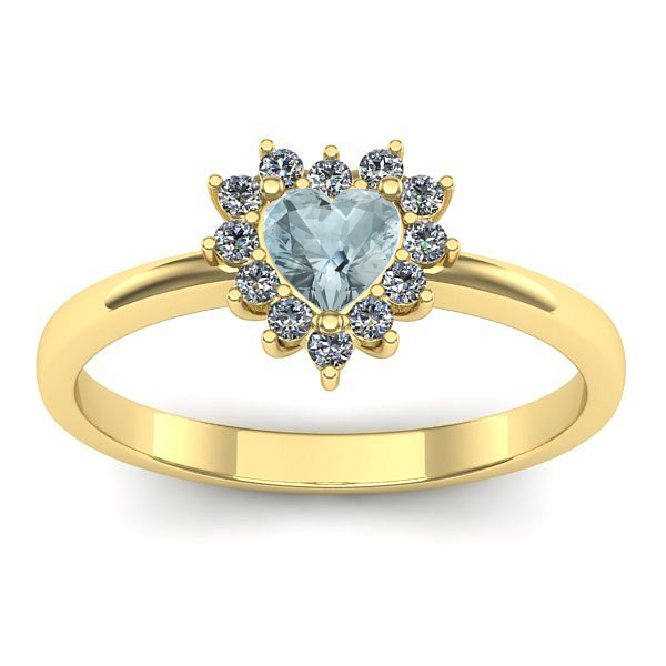 Inel cu aquamarin inima