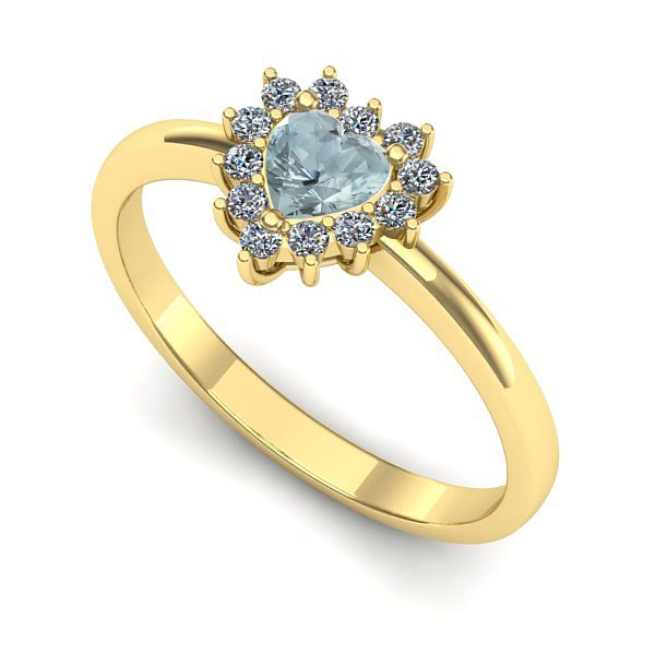 Inel logodna din aur galben cu aquamarin