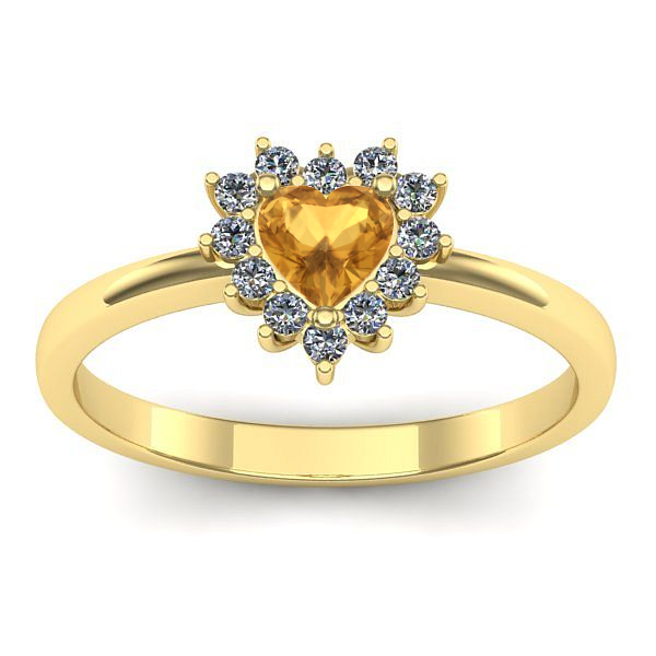 Inel cu citrin inima