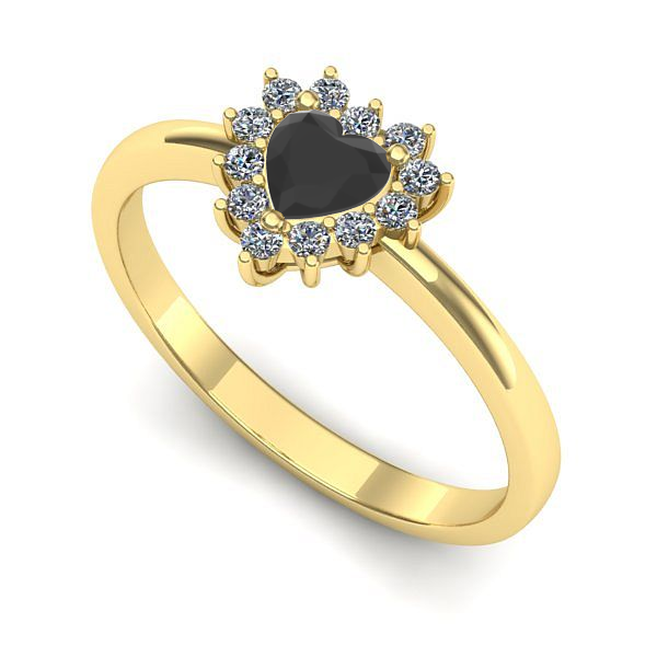 Inel logodna din aur galben cu diamant negru