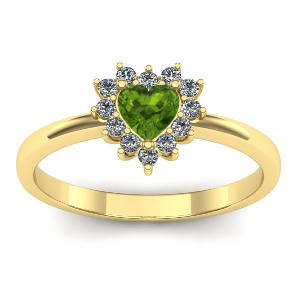 Inel de logodna cu peridot inima