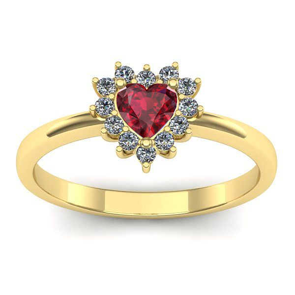 Inel cu rubin inima