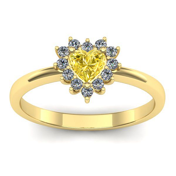 Inel cu safir galben inima