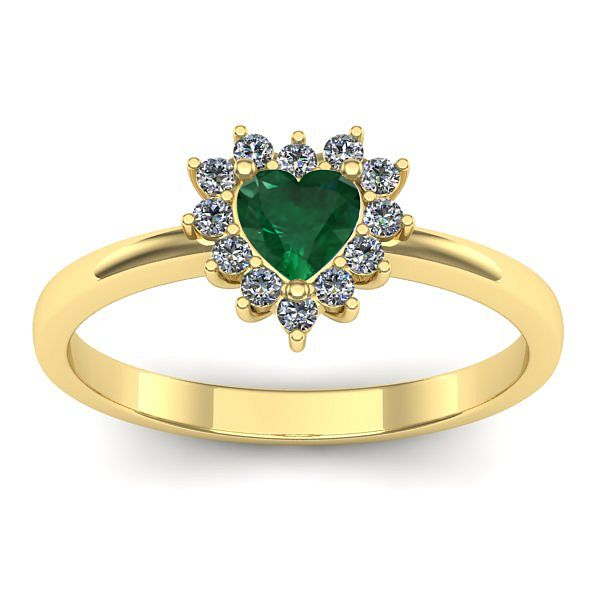 Inel de logodna cu smarald inima