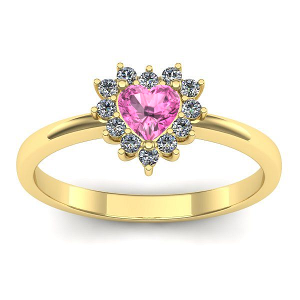 Inel cu safir roz inima