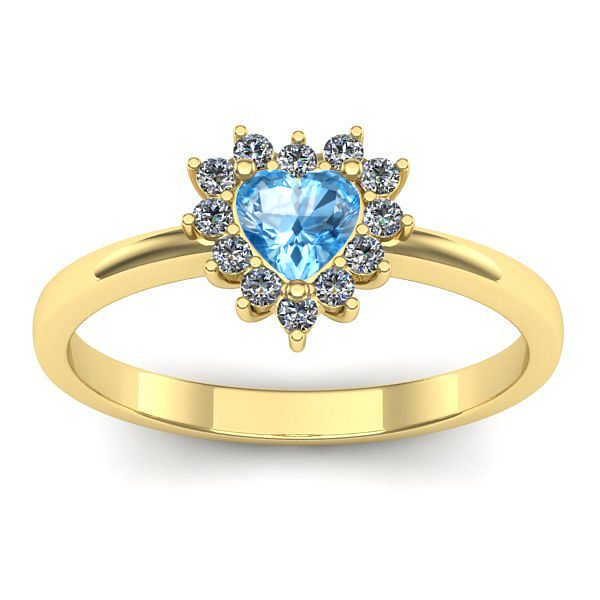 Inel de logodna cu topaz blue inima
