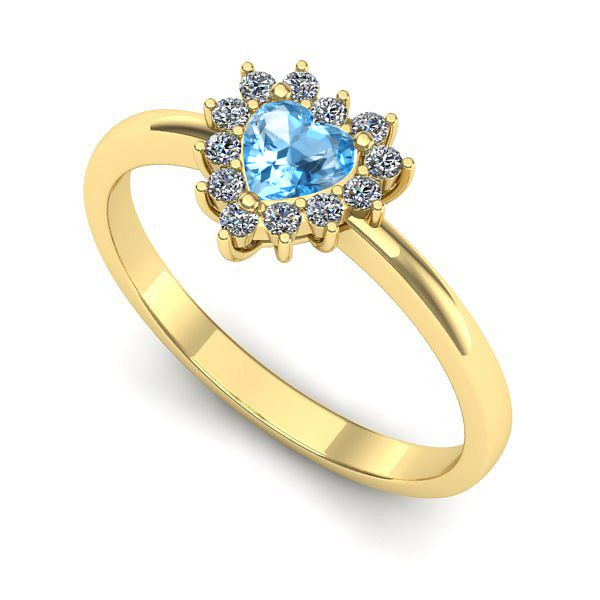 Inel logodna din aur galben cu topaz blue