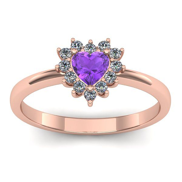 Inel cu ametist inima