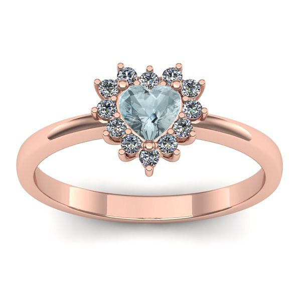 Inel de logodna cu aquamarin inima