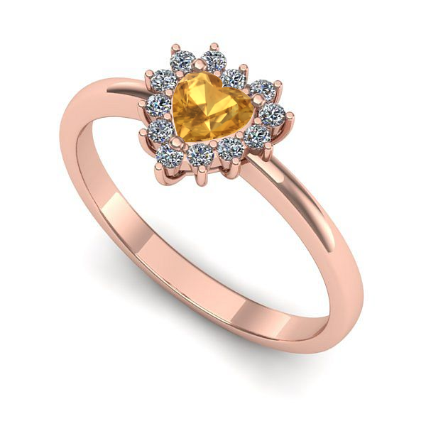 Inel din aur roz cu citrin