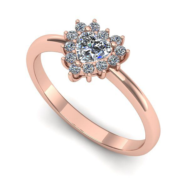 Inel logodna din aur roz cu diamant