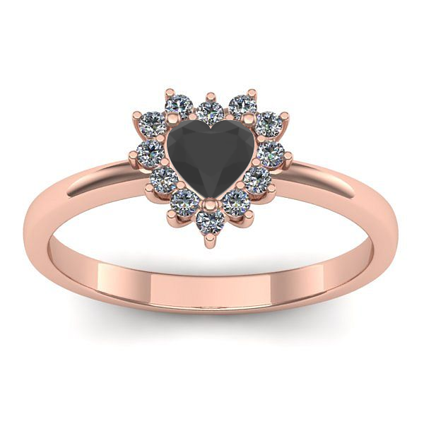 Inel logodna cu diamant negru inima