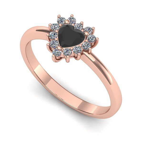 Inel de logodna din aur roz cu diamant negru