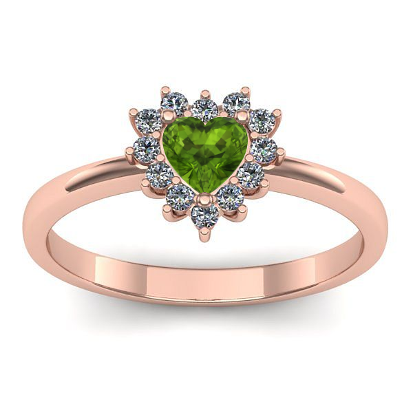 Inel cu peridot inima