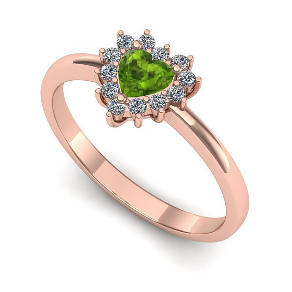 Inel de logodna din aur roz cu peridot