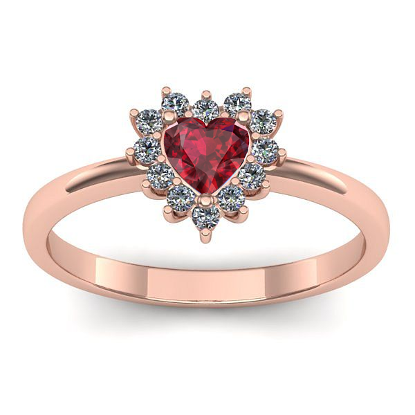 Inel logodna cu rubin inima