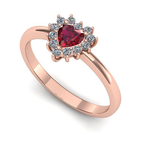 Inel de logodna din aur roz cu rubin