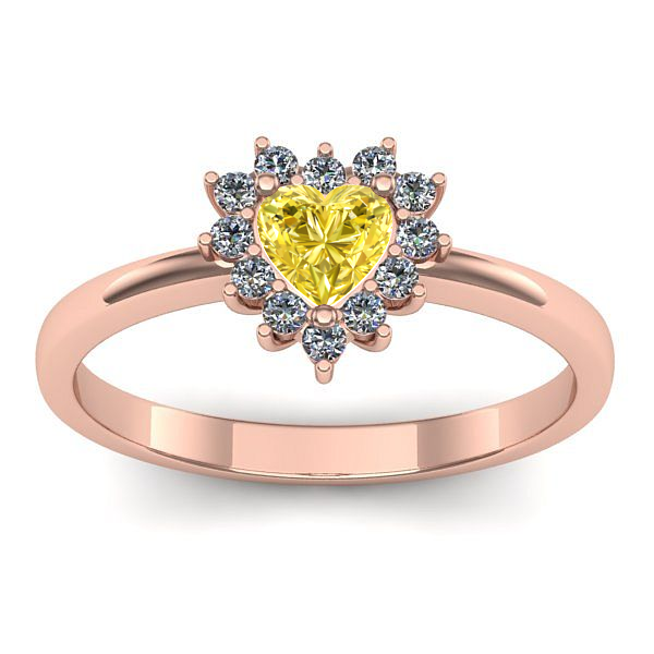 Inel de logodna cu safir galben inima