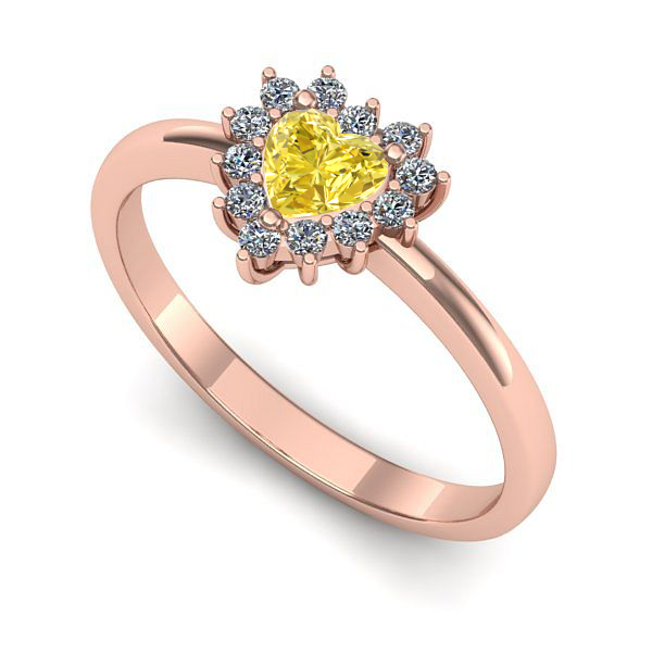 Inel logodna din aur roz cu safir galben