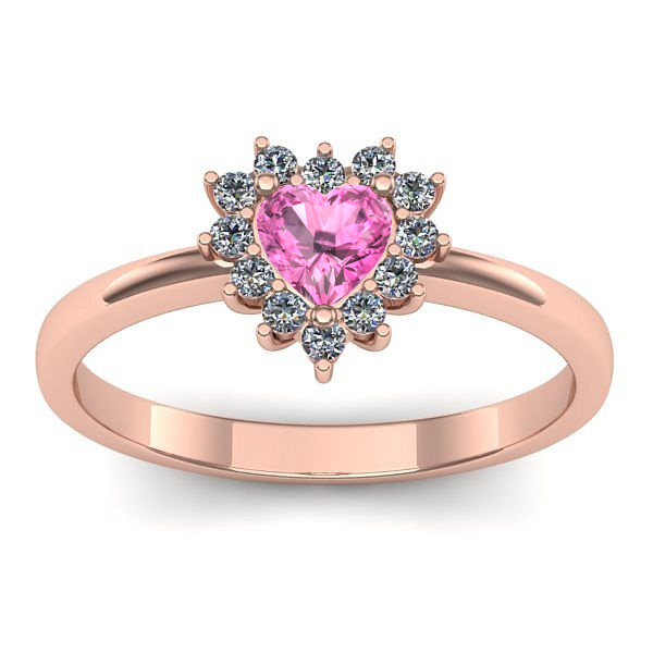 Inel de logodna cu safir roz inima