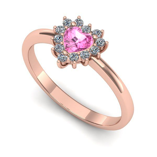 Inel de logodna din aur roz cu safir roz