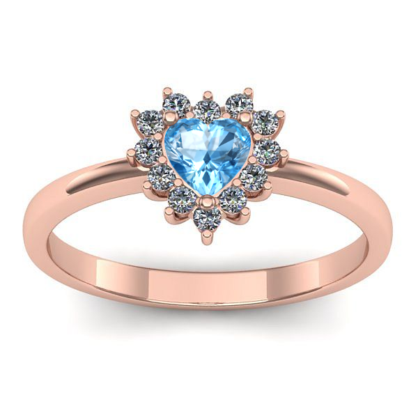 Inel cu topaz blue inima