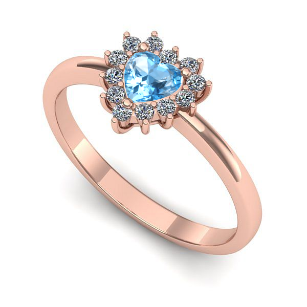 Inel de logodna din aur roz cu topaz blue