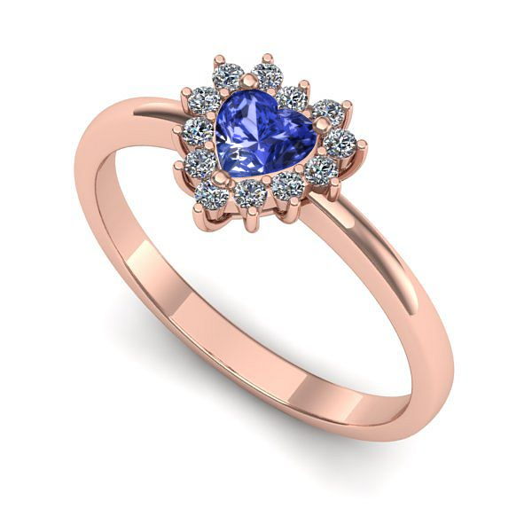 Inel logodna din aur roz cu tanzanit