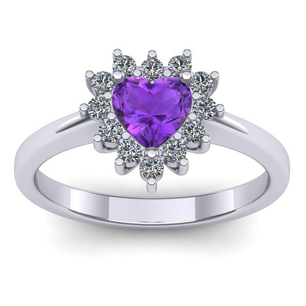 Inel cu ametist inima