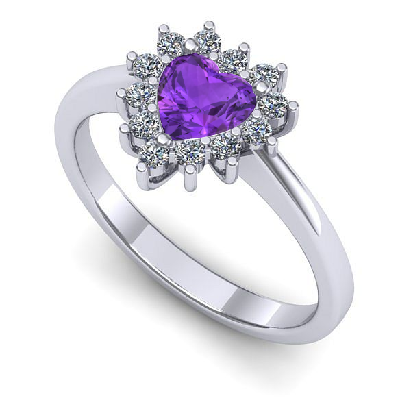 Inel de logodna din aur alb cu ametist