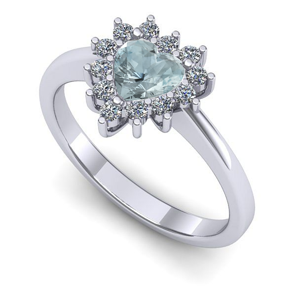 Inel din aur alb cu aquamarin