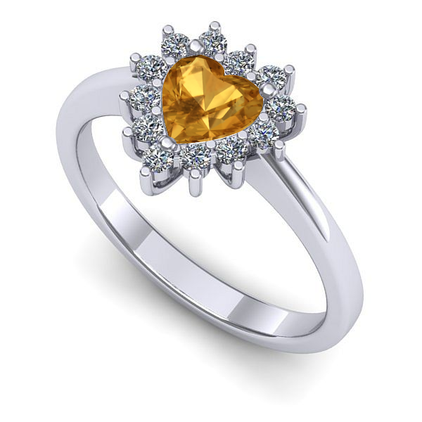 Inel logodna din aur alb cu citrin