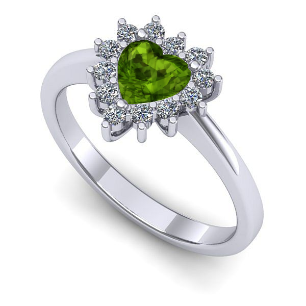 Inel de logodna din aur alb cu peridot