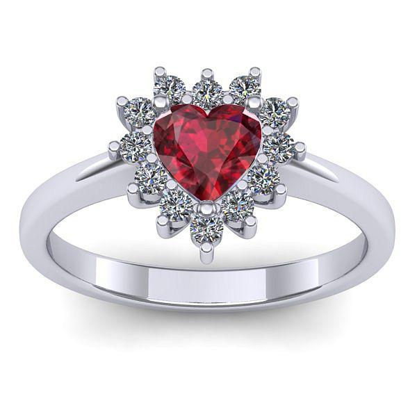 Inel cu rubin inima